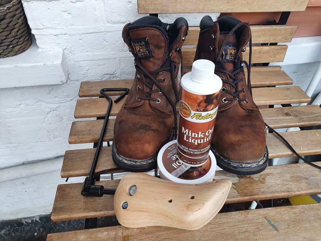 Leather conditioner being applied carefully to a leather surface